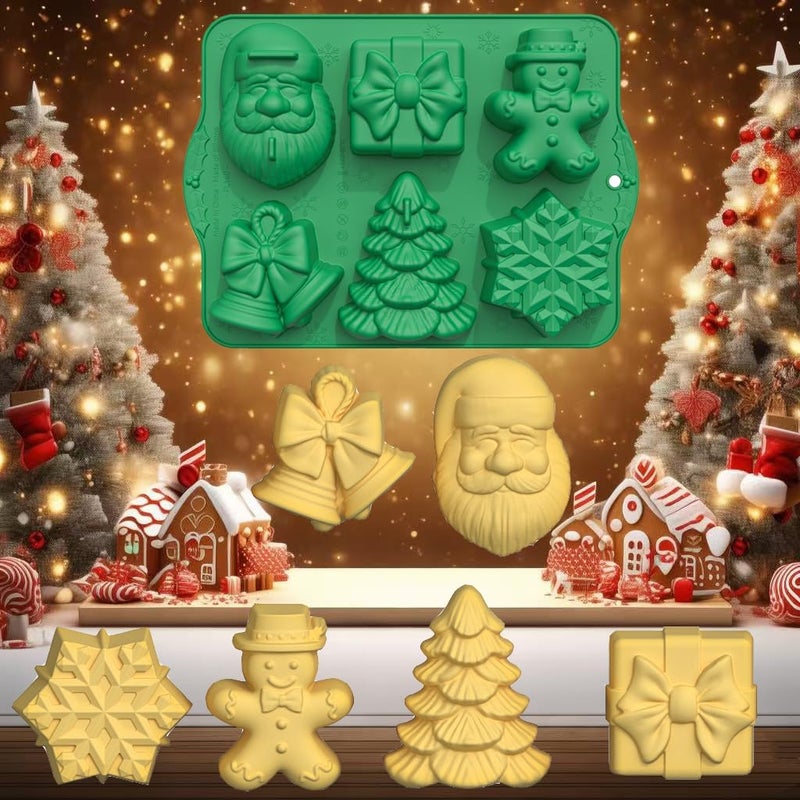 Apiocmy Christmas Silicone Molds, Large Size Xmas 3D Christmas Baking Mold with Scraper for Cakes, Handmade Soap, Chocolate, Jello, soap, Candy and Candles (Green) - Image 5